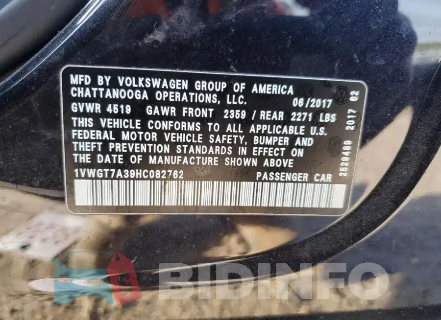 1VWGT7A39HC082762 Photo# 12