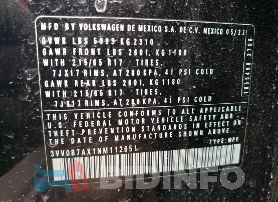 3VV0B7AX1NM112651 Photo# 12