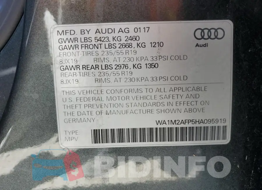 WA1M2AFP5HA095919 Photo# 13