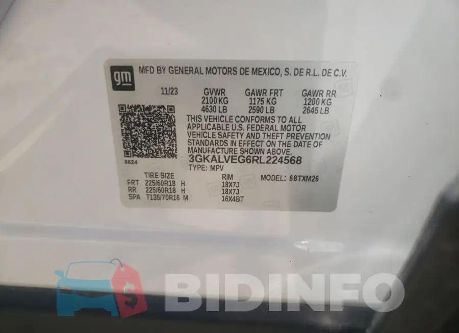 3GKALVEG6RL224568 Photo# 12