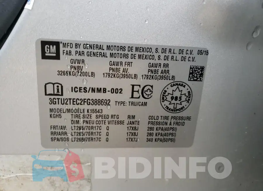 3GTU2TEC2FG388692 Photo# 12