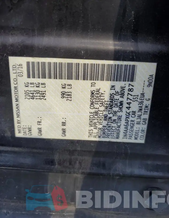 1N4AA6APXGC447787 Photo# 13
