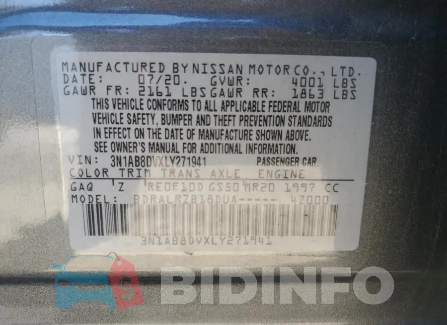 3N1AB8DVXLY271941 Photo# 12