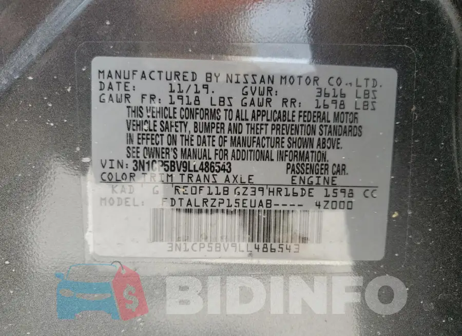 3N1CP5BV9LL486543 Photo# 13
