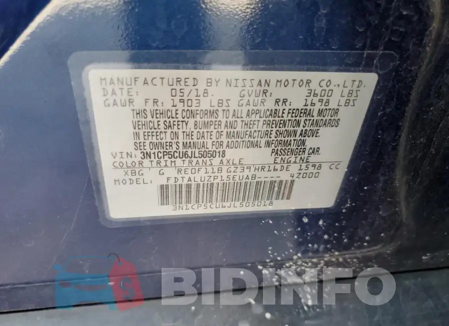 3N1CP5CU6JL505018 Photo# 13
