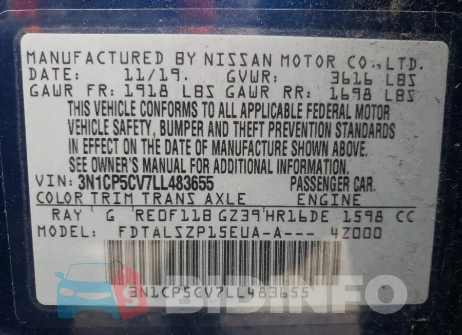 3N1CP5CV7LL483655 Photo# 13