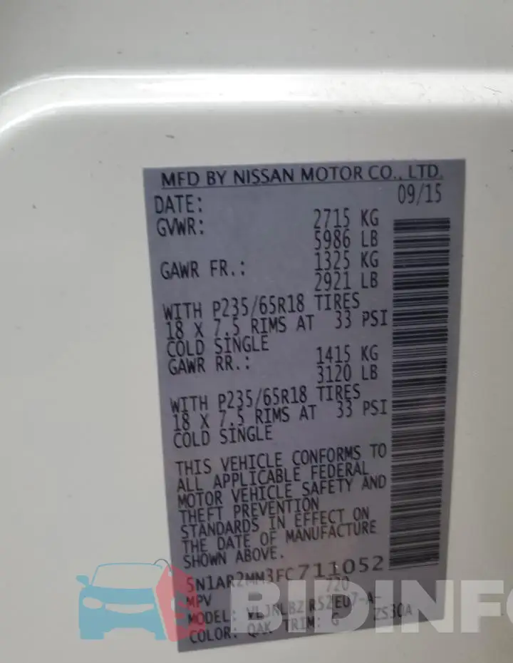 5N1AR2MM3FC711052 Photo# 13