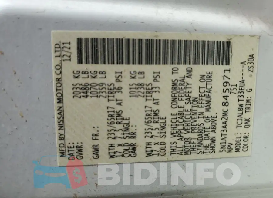 5N1AT3AA2MC845971 Photo# 13