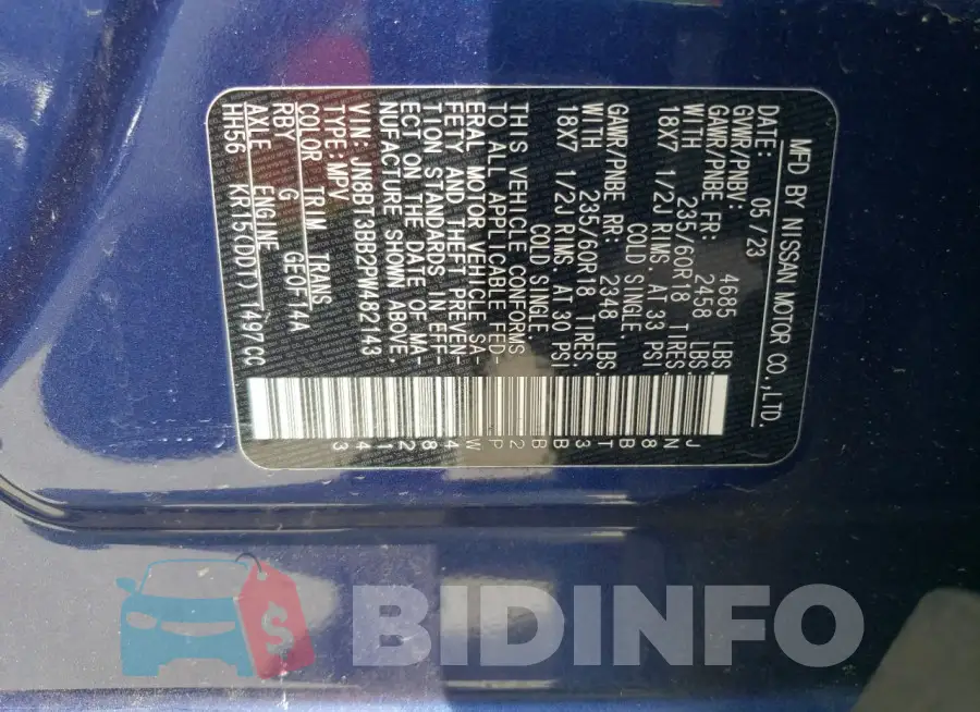 JN8BT3BB2PW482143 Photo# 13