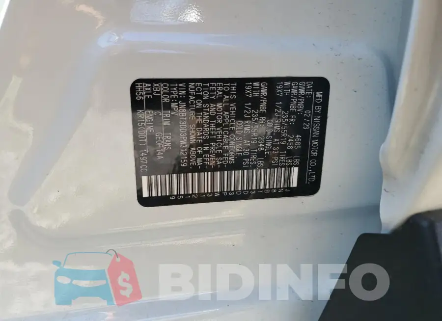 JN8BT3DD3PW312159 Photo# 14