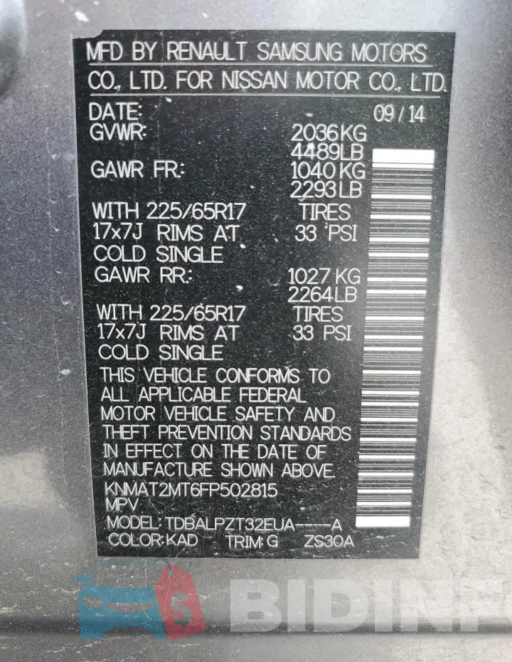 KNMAT2MT6FP502815 Photo# 13