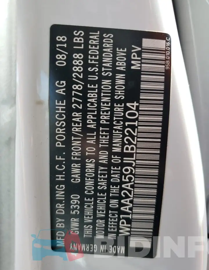 WP1AA2A59JLB22104 Photo# 14