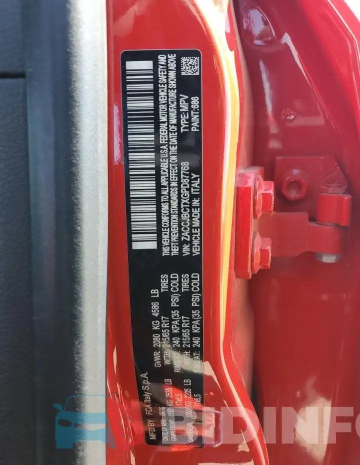 ZACCJBCTXGPD87768 Photo# 12