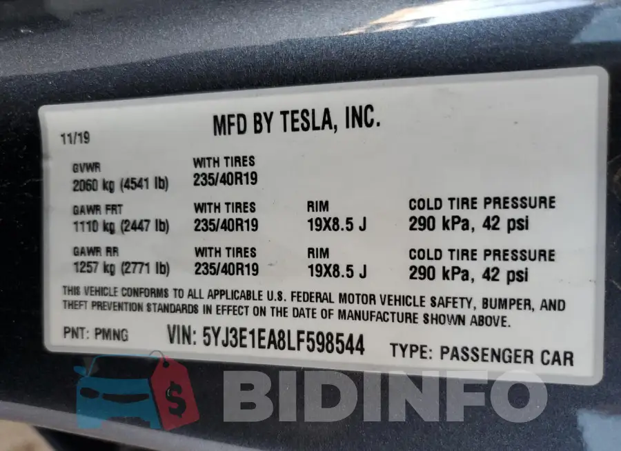 5YJ3E1EA8LF598544 Photo# 12
