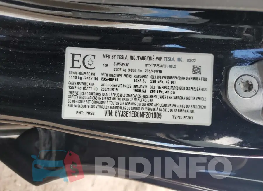 5YJ3E1EB6NF201005 Photo# 12