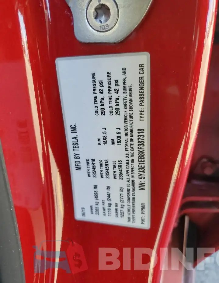 5YJ3E1EB8KF387318 Photo# 12