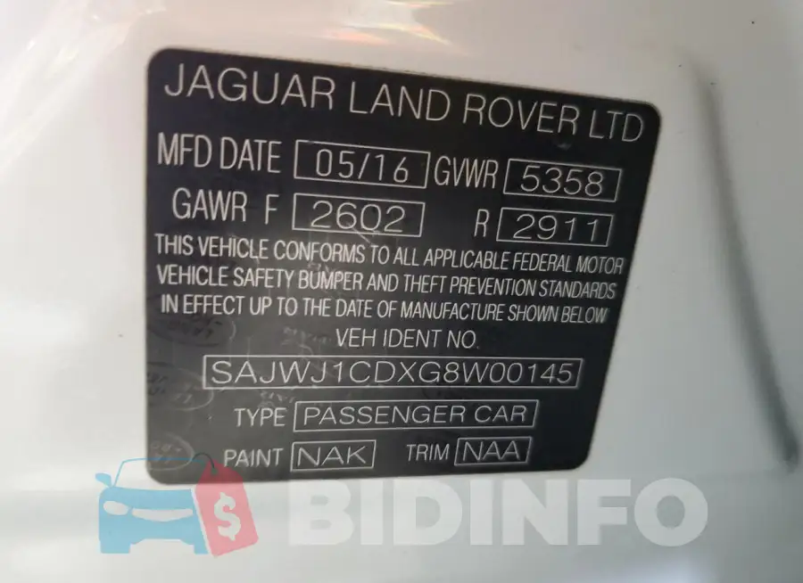 SAJWJ1CDXG8W00145 Photo# 12