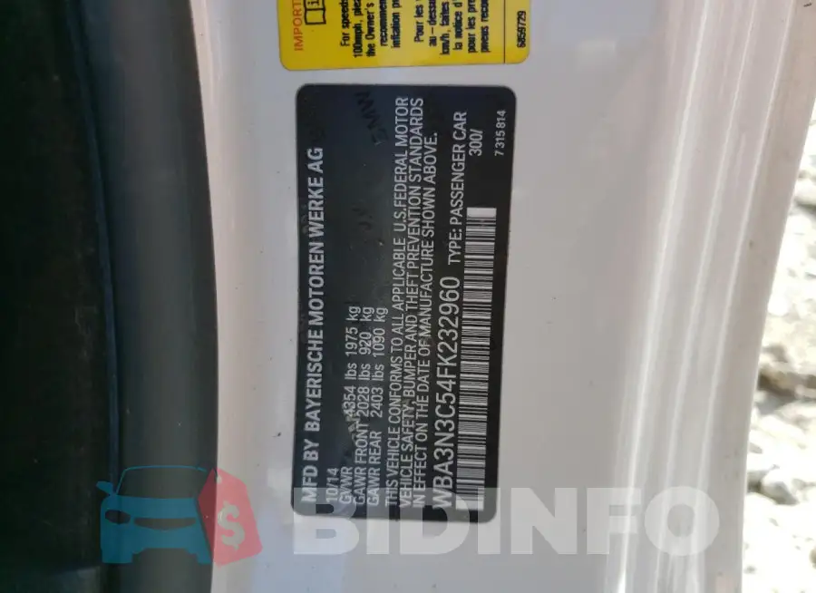 WBA3N3C54FK232960 Photo# 12
