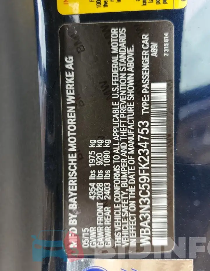 WBA3N3C59FK234753 Photo# 12