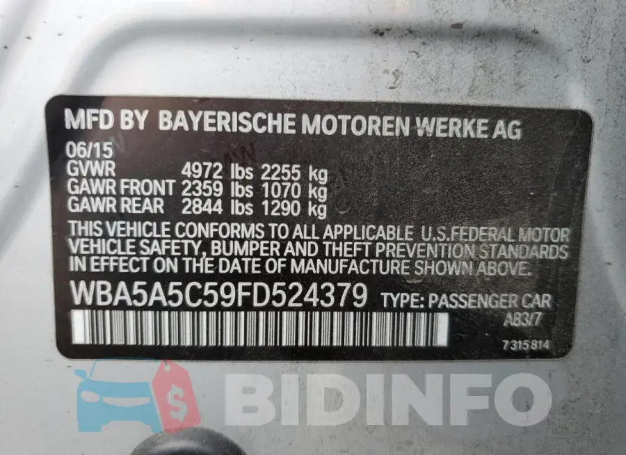 WBA5A5C59FD524379 Photo# 12