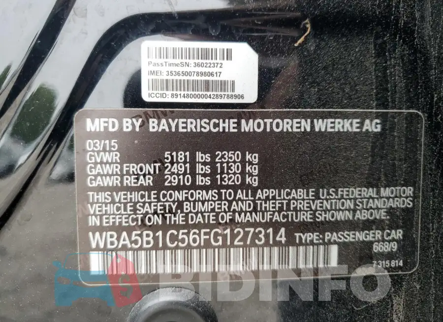WBA5B1C56FG127314 Photo# 13