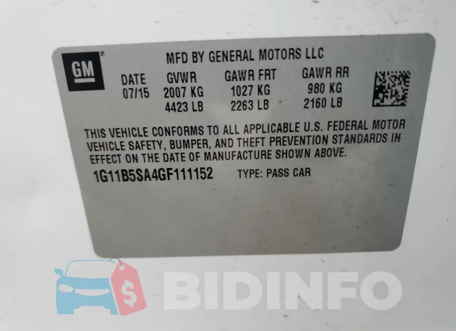 1G11B5SA4GF111152 Photo# 13