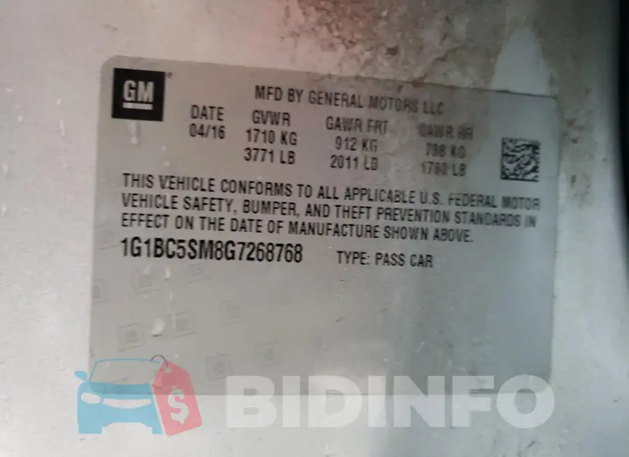 1G1BC5SM8G7268768 Photo# 12