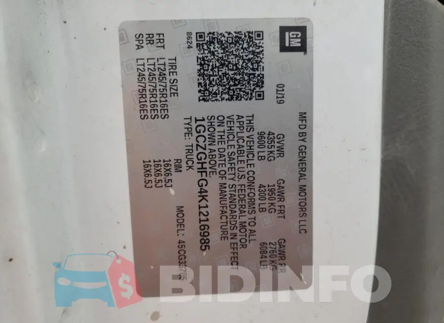 1GCZGHFG4K1216985 Photo# 13