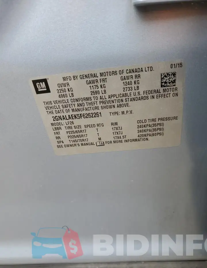 2GNALAEK5F6262261 Photo# 13