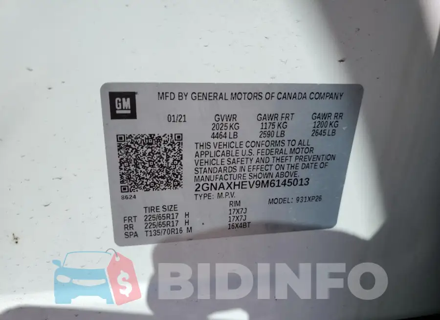 2GNAXHEV9M6145013 Photo# 13