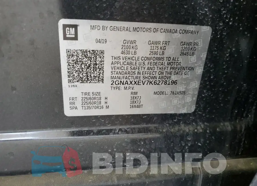 2GNAXXEV7K6278196 Photo# 12