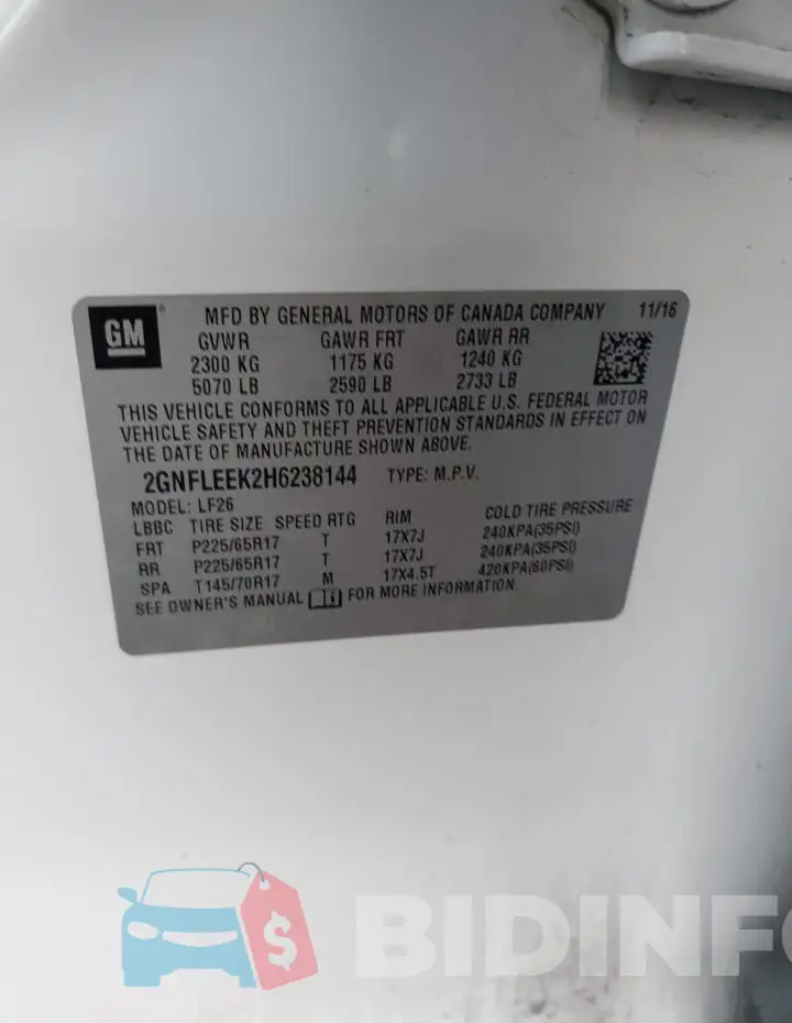 2GNFLEEK2H6238144 Photo# 12