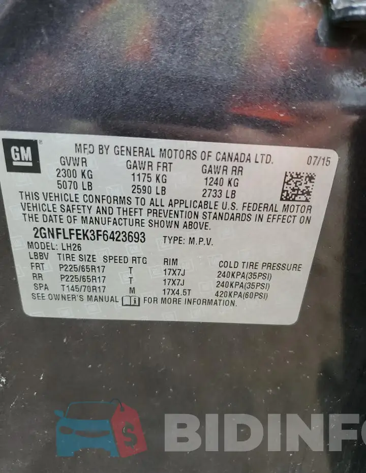 2GNFLFEK3F6423693 Photo# 13