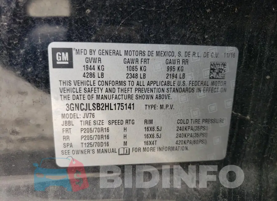 3GNCJLSB2HL175141 Photo# 13