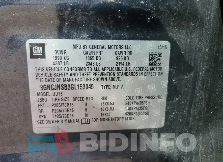 3GNCJNSB3GL153045 Photo# 13