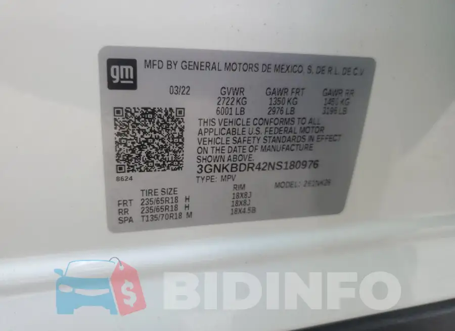3GNKBDR42NS180976 Photo# 12