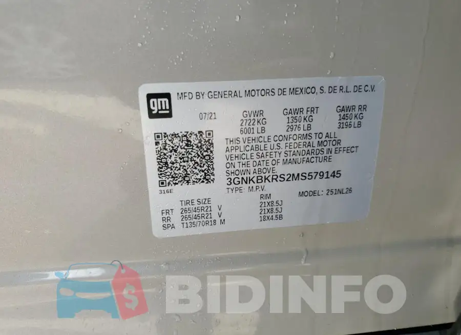3GNKBKRS2MS579145 Photo# 13