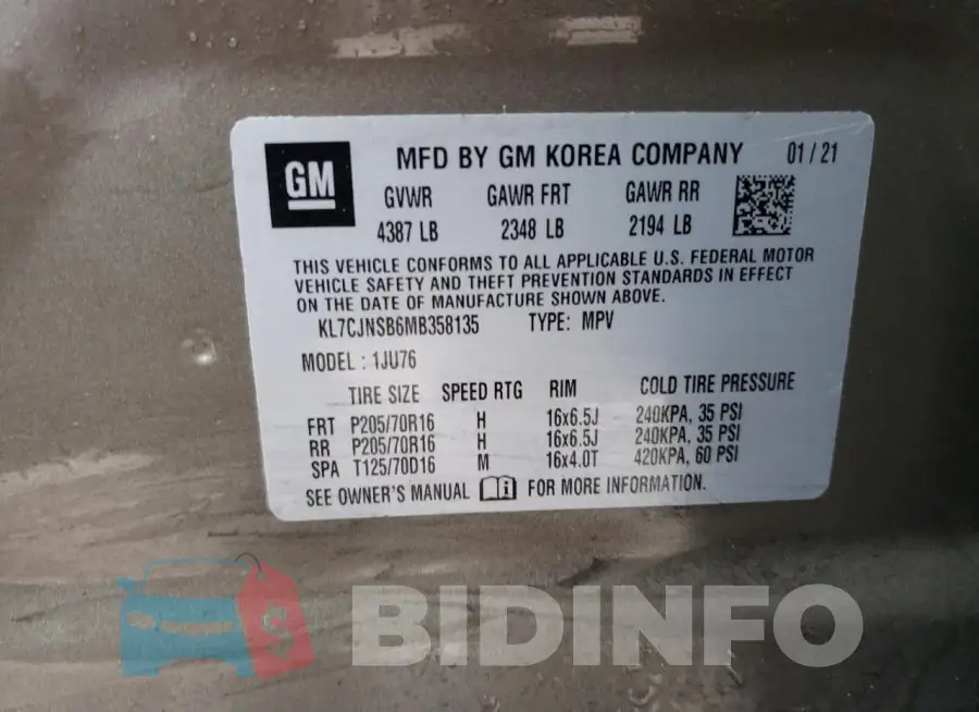 KL7CJNSB6MB358135 Photo# 14
