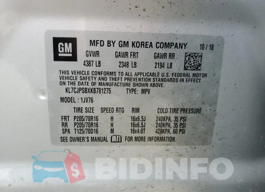KL7CJPSBXKB781275 Photo# 12