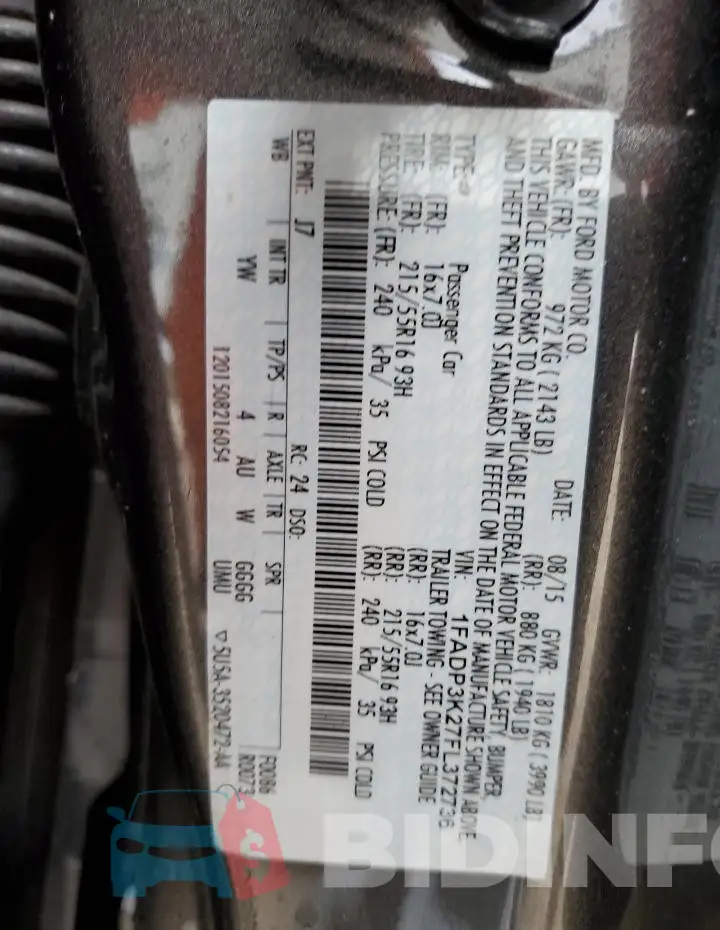 1FADP3K27FL372736 Photo# 12