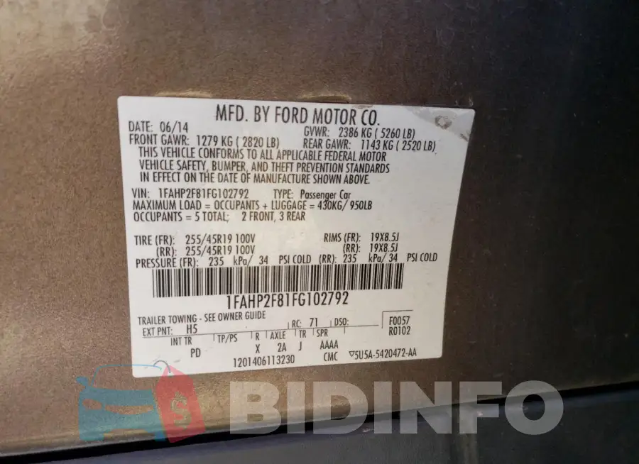 1FAHP2F81FG102792 Photo# 12