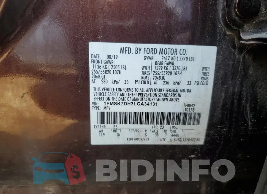 1FMSK7DH3LGA34131 Photo# 13
