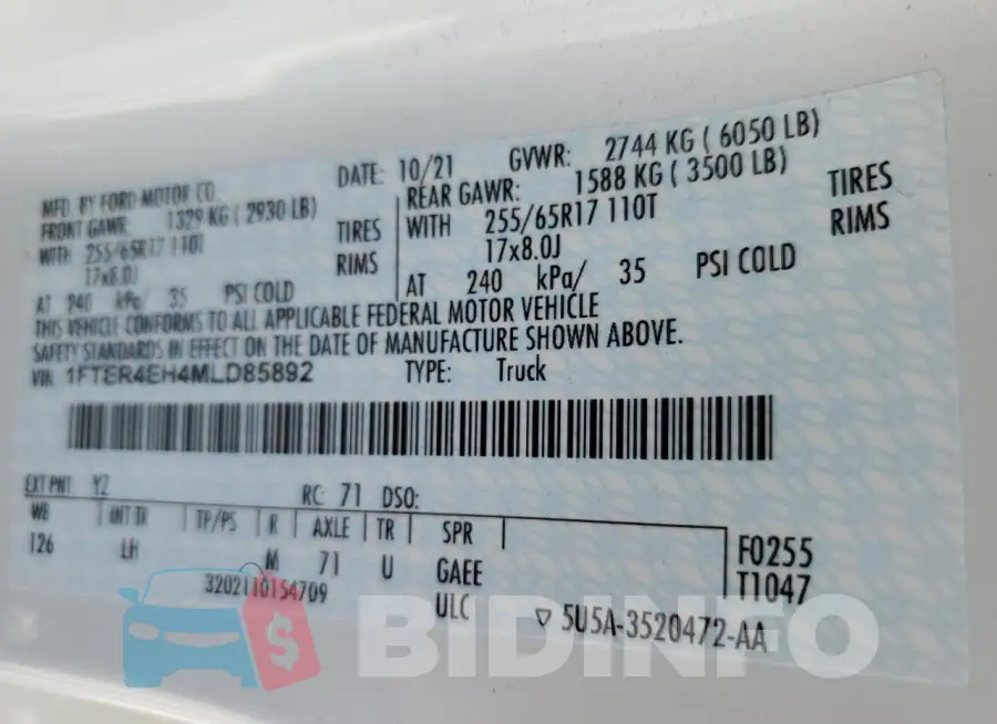 1FTER4EH4MLD85892 Photo# 13