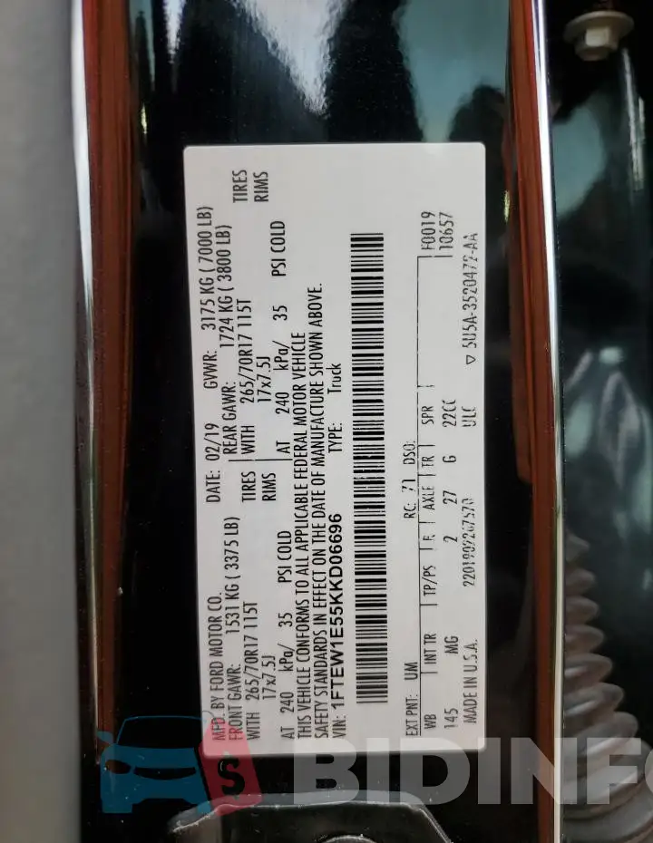 1FTEW1E55KKD06696 Photo# 12