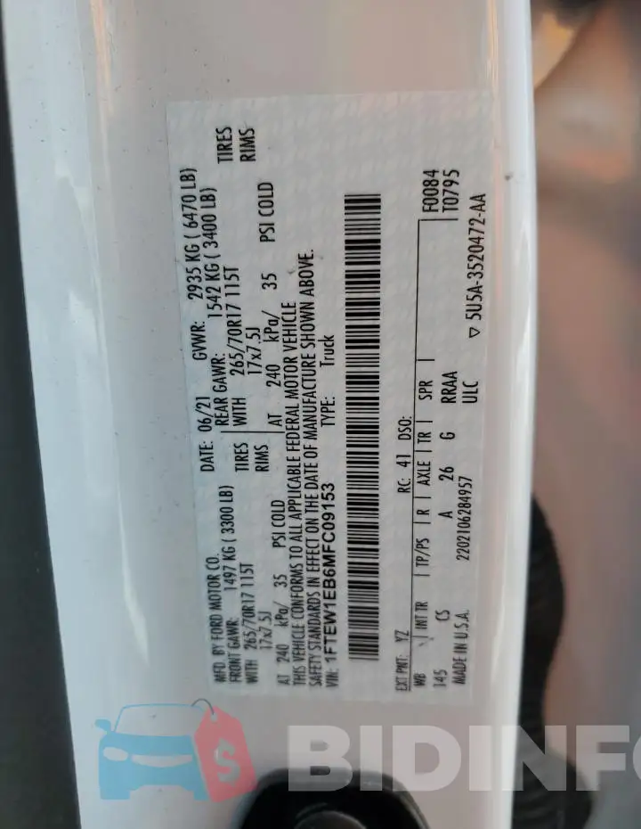 1FTEW1EB6MFC09153 Photo# 13