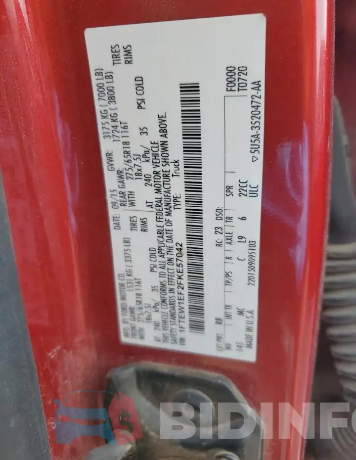 1FTEW1EF2FKE57042 Photo# 12