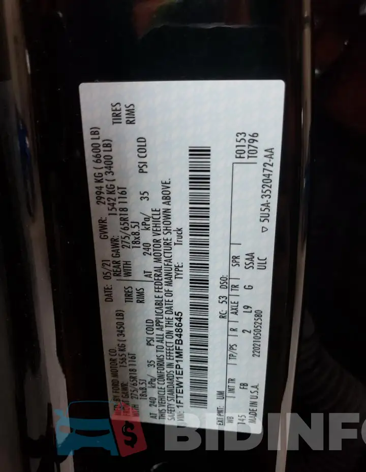 1FTEW1EP1MFB48645 Photo# 12