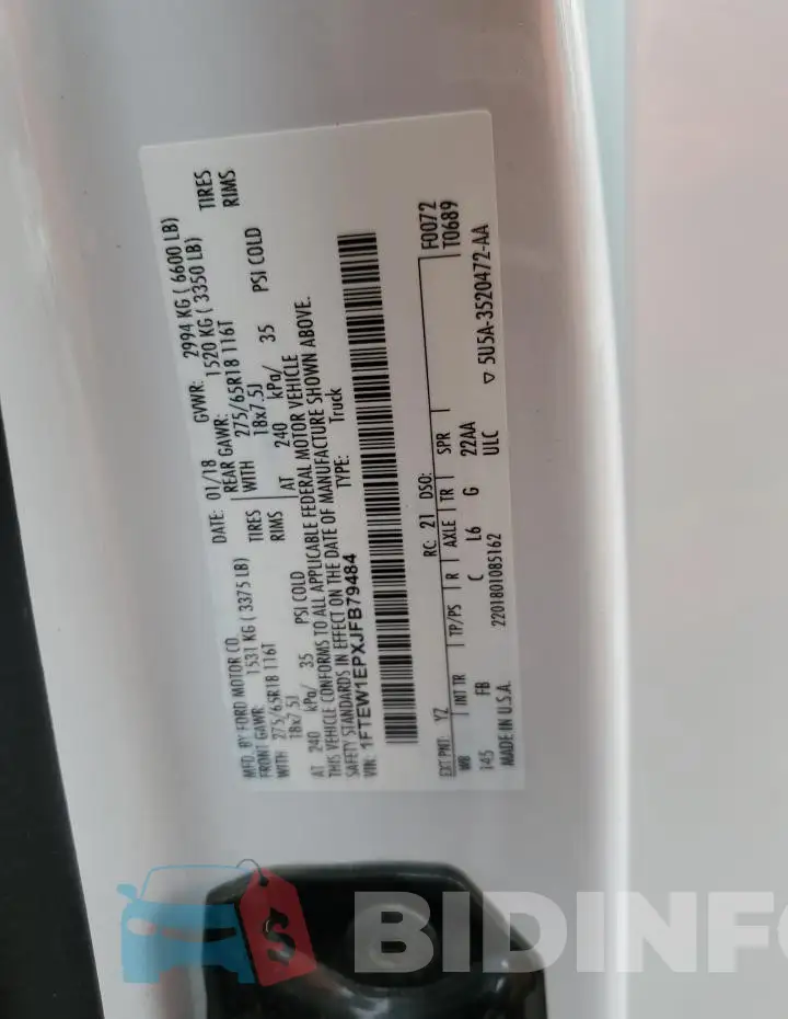 1FTEW1EPXJFB79484 Photo# 12