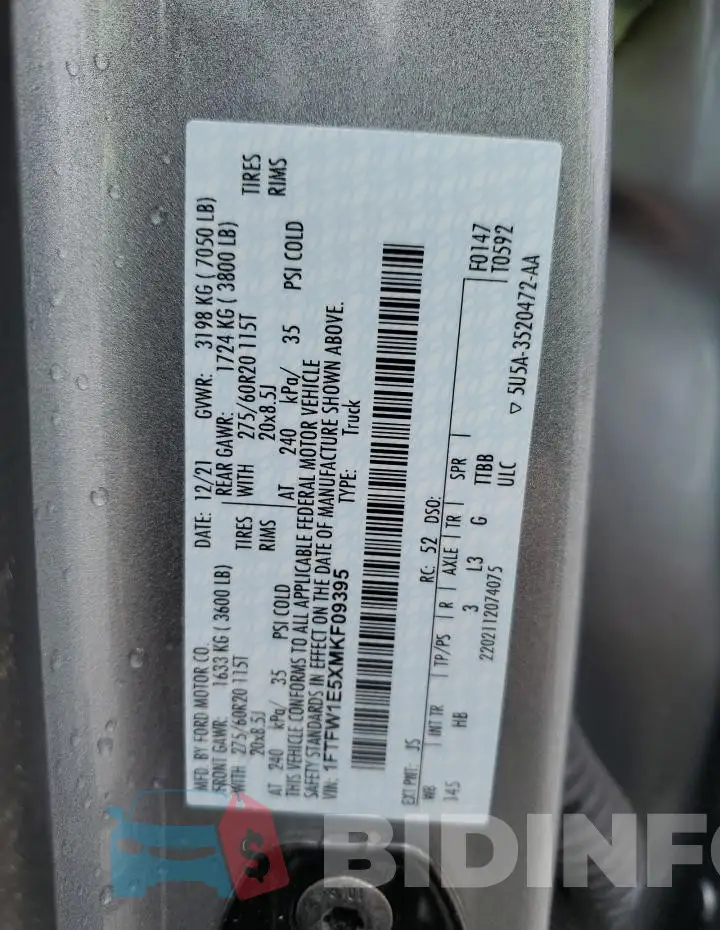 1FTFW1E5XMKF09395 Photo# 12