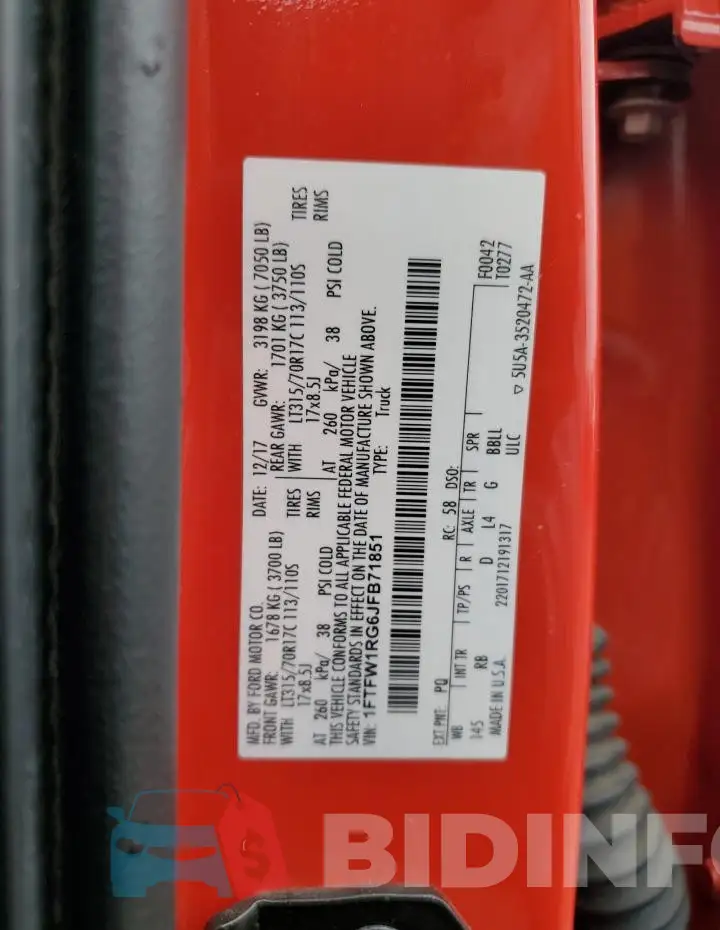 1FTFW1RG6JFB71851 Photo# 12